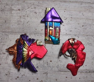 Lote de 3 Broches Gueto Artesanales Gore's Art Nueva Orleans Casa de Peces Cangrejos - Imagen 1 de 8