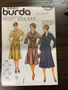 ANCIEN PATRON BURDA 9667 ROBE DE CHAMBRE JUPE TAILLEUR CHEMISIER PANTALON - Imagen 1 de 1