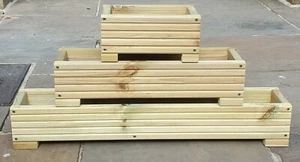 long Wooden Decking Planter/Window Box/Trough/Garden/Herb/Flower 30 45 60 90cm - Picture 1 of 9