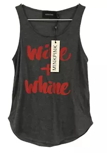 MINKPINK Wine + Whine Women's Sz XS Tank Gray Sleeveless - Picture 1 of 2