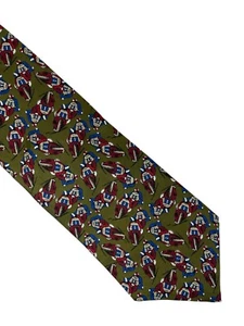 Hathaway Men’s All Silk Neck Tie Green AOP Motorcycles Made in USA 4” W x 56” L - Picture 1 of 7
