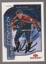 Autographed 00/01 Upper Deck MVP Andreas Karlsson - Thrashers