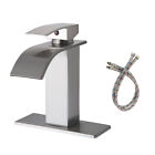 Waterfall Bathroom Sink Faucet Single Handle Hole Vanity Mixer Taps with Cover