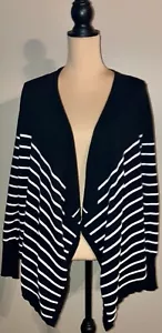 Maglione cardigan aperto donna Maurices bianco e nero a righe,Media M Relaxed - Foto 1 di 6