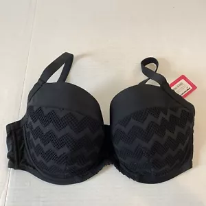 Curvy Kate Womens Bikini Top 38 G Hi Voltage Balconette Underwire Black Chevron - Picture 1 of 7
