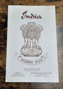 AIR INDIA & Consulate Tourist Office 1960s Guide Pamphlet Book Brochure - Picture 1 of 8