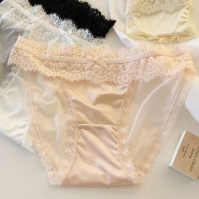 Paquete de 4 Sexy Mujer Bragas de Satén Calzoncillos Encaje Transparente Ropa Interior Francesa Lencería Foto 1 de 4