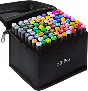 80 Colors Art Drawing Markers Set for Kids Adults Dual Tip Alcohol Markers Gifts - Picture 1 of 7