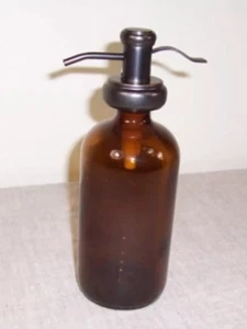 16 Ounce Oz Brown Glass Soap Pump Dispenser Bronze Decor Silver Farm Apothecary - Picture 1 of 4