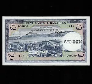 Lebanon 100 Livres 1958 P-60s * UNC * Specimen * - Picture 1 of 2