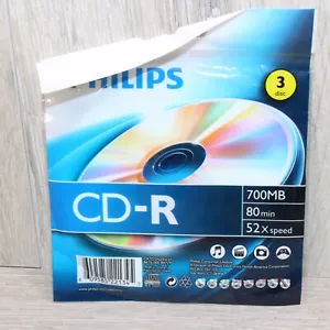 3 PHILIPS CD-R/ 700 MB/ 80 Min./ 52X Speed Blank Compact Disc - Picture 1 of 5
