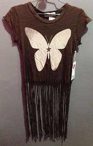 $92 Nuevo con etiquetas Marca Wildfox Marrón Liso Mariposa Flecos Cuello Redondo Talla XS - Imagen 1 de 7