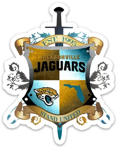 Jacksonville Jaguars Stand United Shield Logo Type est. 1995 Die-cut MAGNET Cover