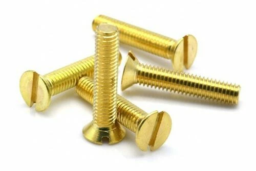 HIGHLAND FASTENERS LTD M4 4mm Solid Brass Slotted Countersunk Machine Screw CSK Head Bolts DIN 963
