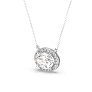 IGI Diamond Pendant VVS2 E Oval 1.65 Carat Lab Created 14k White Gold Best Price - Picture 1 of 7