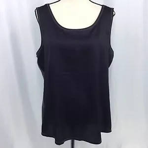 Coldwater Creek Tank Top Womens Size XL Black Gray Contrast Satin Jersey Knit - Picture 1 of 7