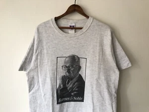 VTG 90s Barnes & Noble James Michener Author Series Portrait Shirt Gray Large - Picture 1 of 5