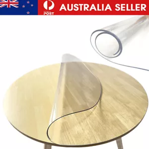 Round 2MM Thick Clear PVC Tablecloth Table Cover Plastic Crystal Protector Mat - Picture 1 of 18