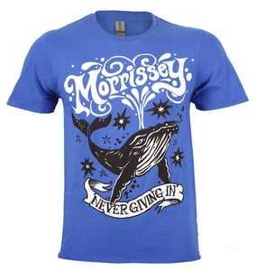 Official Morrissey T Shirt Never Giving in Whale New Blue  S M L  XL XXL - Picture 1 of 9
