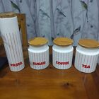Hornsea Red Stripe Pasta Jar + Tea Coffee Sugar Jars Vintage 80s 
