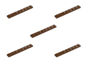 5 New LEGO Reddish Brown 1x8 Plates 3460 flat panel city building creator plate - Picture 1 of 6