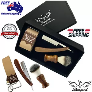BARBER SALON STRAIGHT CUT THROAT SHAVING RAZOR Gift Set VINTAGE 3 Pc Luxury Kit - Picture 1 of 6