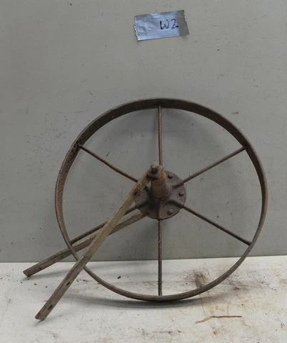 Blacksmith forged heavy wheelbarrow wheel collectible farm garden display W2 Cover