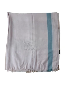 BURBERRY Solid Monogram Logo Multifunctional Nova Pashmina Fringe Pink SHAWL - Picture 1 of 8
