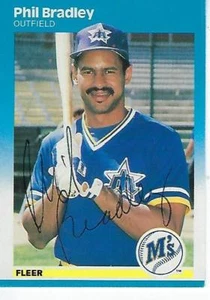 Fleer #581 1987 firmado por Phil Bradley - Seattle Mariners - Imagen 1 de 1