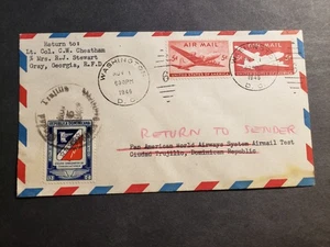 PAN AM TEST FLIGHT 1946 AIR MAIL DUAL Postal Cover TRUJILLO, DOMINICAN REPUBLIC - Picture 1 of 2