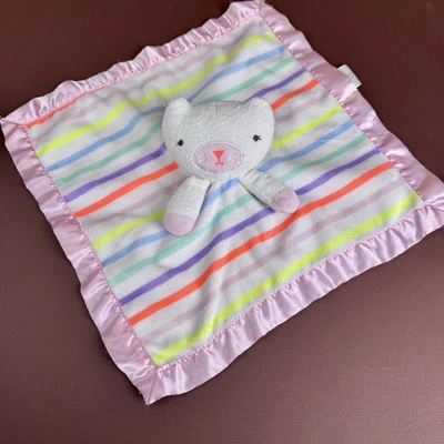 Cloud Island Cat Lovey Rainbow Stripes Rosa Satinado Borde 14" Target Terry Cloth Foto 1 de 4