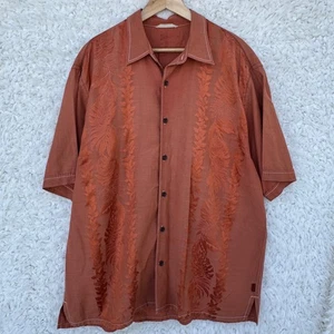 Tommy Bahama Relax kurzärmliges Hawaiihemd Seide Baumwolle Knopfleiste orange XL - Bild 1 von 8