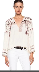 Isabel Marant Vicky Bordado Algodón Crepé Top Talla M - Imagen 1 de 21
