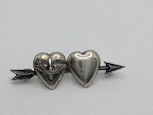 Vintage Sterling Silber 925 Luftwaffe Herz Herzen Brosche Anstecknadel - Bild 1 von 7