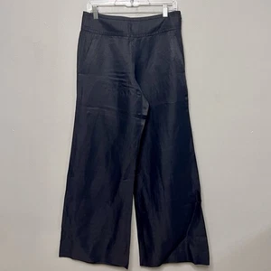 Pantalones de vestir Donna Karen para mujer negros de pierna ancha brillantes mezcla de lino talla 12 - Imagen 1 de 13