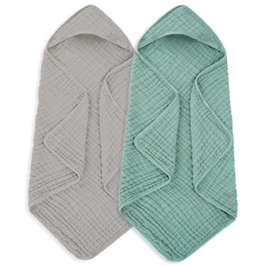 Musselin Babytücher mit Kapuze 100% Baumwolle, superweiches Musselin Baby Badetuch - 32... - Bild 1 von 8