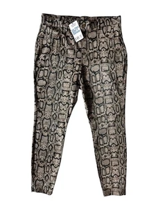 Pantaloni leggins jeggings HUE perfetti denim pitone vita alta marrone XL U22812H - Foto 1 di 8