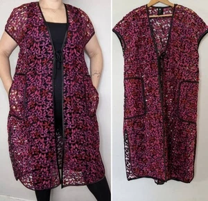 TS TAKING SHAPE FLOWER POWER DUSTER Magenta Size S (16-18) *NWTS* - Picture 1 of 9