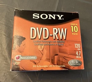 Sony DVD-RW Re-Recordable DVD 4,7GB 10er Pack mit Hüllen - Bild 1 von 6