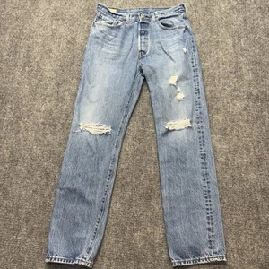 Levis Premium 501 Jeans Womens 30x31 Athens Crown Straight Button Fly Distressed - Imagen 1 de 15
