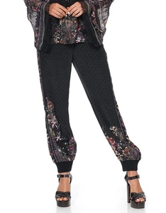Camilla Silk Pants Medium Drawstring With Ribbing, Wrestless Nights, Lounge - Picture 1 of 10