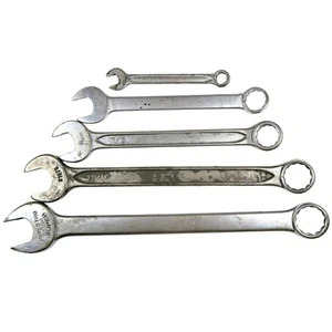 Indestro Combination Wrench Lot, 5 Pieces, Mixed SAE & Metric, Vintage USA Tools - Picture 1 of 4