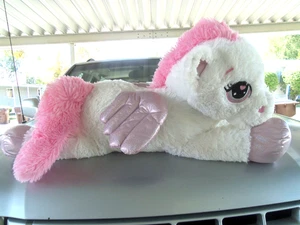 Plush stuffed Flying Horse Pegasus White Pink Sparkle Stuffed Animal Jumbo 38" - Picture 1 of 8