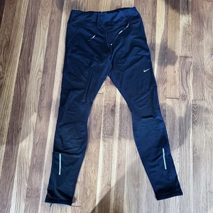 Nike Dri Fit Women's Running Black Leggings Size S Pockets Zip Adjustable Waist - Picture 1 of 14