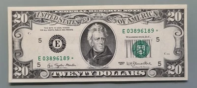 1977 Twenty Dollar Federal Reserve Note $20 STAR NOTE Uncirculated #96436 - Image 1 of 2