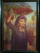A painting of a girl from the eastern countryside harvesting dates Signed