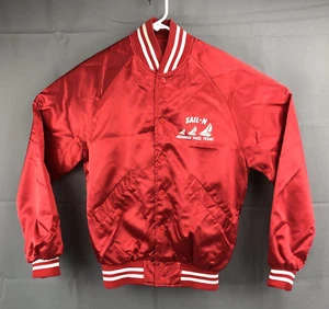 Vintage House Of Sexton Sail-N Aransas Pass, Texas Red Satin Jacket Size M - Picture 1 of 6