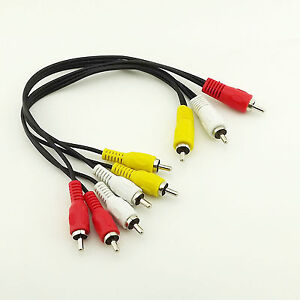 10pcs 3x RCA Male to 6x RCA Male Plug Audio Video Cable Adapter for DVD TV 1FT