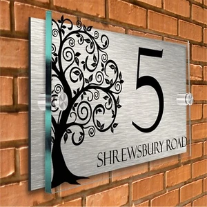 House Number Plaques Door Number Signs Personalised Name Plate Custom Street - Picture 1 of 17