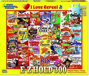 New 300 Piece Puzzle "I Love Cereal" XL Pieces 18"x24" White Mountain E-Z Hold 